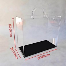 아크릴백 쇼핑백 꽃집 플라워아크릴백 투명 손잡이 사다리꼴, 1개, 10) 35x17x30cm 무지블랙