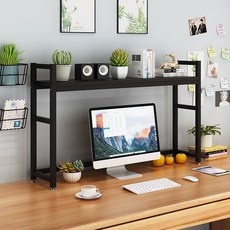 모던 책상위선반 2단 수납선반 3단 독서실 레트로 55cm 블랙보드 블랙, 75cm 라이트월넛 블랙