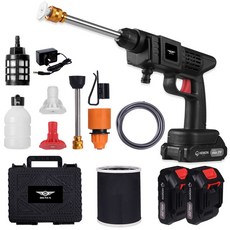 헤몬팜 라이트 무선 고압세척기 휴대용 고압세차기 휴대용 충전 고압세척기 배터리 2개