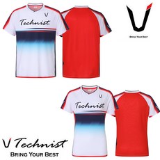 테크니스트 티셔츠 배드민턴 반팔 상의 화이트 레드 TNT5456RD