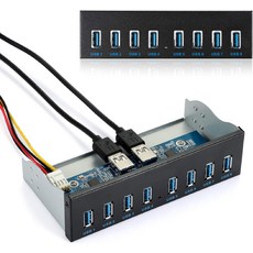 zhou 8포트 USB 3.0 전면 패널 허브 확장 카드 - 19핀 및 SATA 케이블 5개의 장착 나사 포함 Windows XP7810 Linux와 호환 케이스 확장을 위한