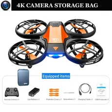 RC헬기 비행기 전투기 드론 무선 조정 카 자동차 오프로드 드리프트 포크레인 4K HD 카메라가 장착된 미니, 04 Orange camera