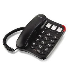 Excelltel 노인을 위한 유선 전화기 사진 스피드 다이얼이 있는 유선 빅 버튼 폰 볼륨 컨트롤 스피커폰 플래시 알림 노인 및 가정용으로 사용하기 쉬운 책상 전화기, EX-LD-230-BL