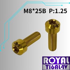 ROYAL 鈦合金螺絲 M8*25B P:1.25 錐形螺絲 64鈦/鈦合金螺絲 出貨附發票 四色可選, 1個, 25