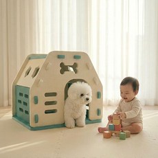 크레용펫 강아지집 폼 매트 대형 하우스 집 실내 텐트, 1개, 그린