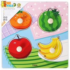 12개월 돌아기 원목 과일그림 꼭지 퍼즐 발달장난감 우드 놀잇감