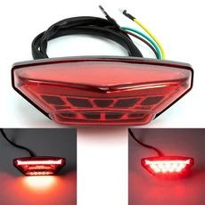 3전선 LED 오토바이 테일 브레이크 라이트 레드 연기 렌즈 후방카메라 라이센스 램프 주간 러닝 유니버설 1, 02 빨간색