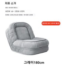 Tixpra 좌식 소파 거실 침실 소파 다단 각도 조절 소파 1인용 좌식 등받이 의자 접이식, 그레이180cm1인용