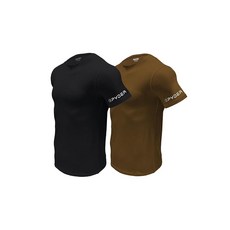 Spyder 남성용 기능성 수분 흡수 크루넥 언더셔츠/울트라 소프트 스트레치 스포츠 티셔츠 블랙/브라운. S