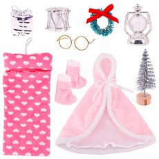 크리스마스 인형 액세서리 세트 Babi 30 CM 옷 드레스 엘프 인형 소녀를위한 장난감 선물 214066, 9 Pcs