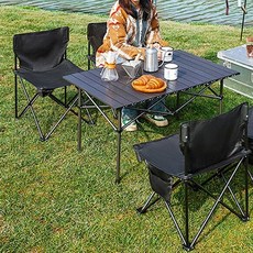 엣지캠프 캠핑의자 접이식 계란말이 캠핑 테이블 의자세트 휴대용 캠핑 경량테이블 캠핑테이블, 1세트, 의자2개+테이블(53cm)