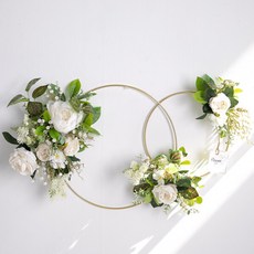 작약 조화 꽃 리스 벽장식 트윈 썸바디 메탈링 70cm 인테리어 벽걸이 현관 문 꾸미기 소품