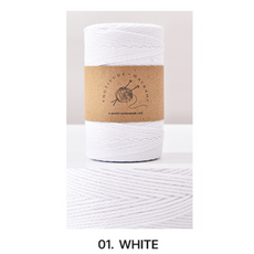 1.0mm 200m 순면 꼰사 마크라메 실 팔찌실 가방실 매듭끈 순면실 면실 뜨개실, 1개, 01. White,