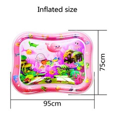 【超繪玩】30絲加厚PVC充氣拍拍水墊 嬰幼兒健身爬行拍拍墊 夏季降溫冰墊坐墊, 大號粉色海底拍拍水墊, 1個