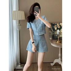 魚兔子小香風套裝女兩件套夏季新款減齡洋氣時尚休閒短褲套裝