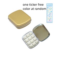 휴대용 수채화 주석 그리드 팔레트 상자 페인트 미니 용품 미술 그림 여행 12 트레이, 골드계열, 2) gold