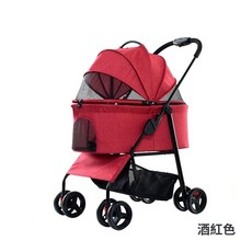 icat 寵喵樂 輕便戶外寵物推車 BNDK107 可分離式 一鍵收車 超輕量, 酒紅色, 1個
