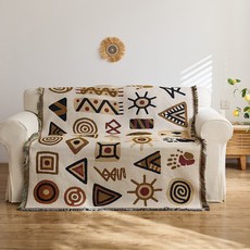美式幾何圖案沙發蓋巾 棉紗材質沙發墊, 波西幾何符紋,180x130