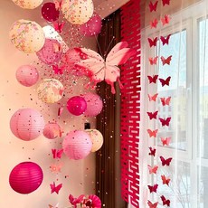 婚房佈置 婚禮裝飾 新婚裝飾 求婚佈置 蝴蝶拉花 氣球 彩帶 婚禮場景裝飾, 歡喜蝴蝶婚房裝飾,婚房佈置套, 1個