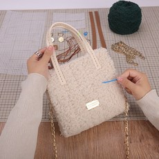 영상제공 샤샤벨 네트 공예 뽀글이 가방 만들기 diy 재료 세트, 아이보리, 1개