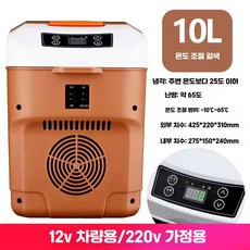 차량용 냉온장고 캠핑 가정용 핸디 이동식 냉장고 미니냉장고, 10리터 디지털 브라운(220/12V)