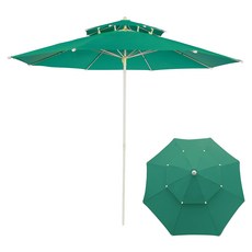 연필트리 킹특대형 휴대용 이층 일자형 낚시 캠핑 파라솔, 그린