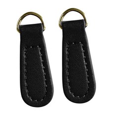 의류 백팩 지갑 액세서리용 PU 가죽 지퍼 손잡이 2개 세트, 4cmx1.4cm, 검은색
