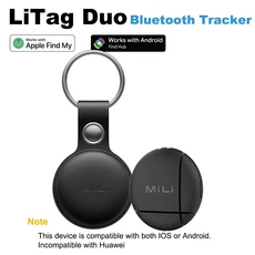 MiLi LiTag 듀오 스마트 트래커 태그 (IOS 또는 안드로이드용 화웨이 제외) 블루투스 추적 찾기/물품, 01 black with 1pcs case