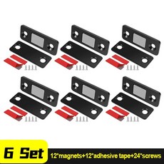 40 2Pcs 캐비닛 도어 캐치 클로저 주방 래치 스테인레스 찬장 스틸 서랍 옷장, 6 Set Bla