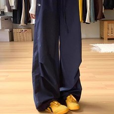 여성 봄 가을 캐줄얼 루스핏 빅사이즈 밴딩 카고 와이드 밴딩 팬츠