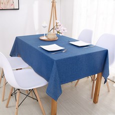 민스리빙 모던 린넨 방수 식탁보 테이블보, 블루, 2인(90 x 130 cm), 1개