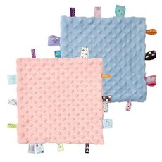 해외 CREVENT Tag Security 아기용 담요 남아용 부드럽고 작은 러비 아기 이불 감각 생일 베이비 샤워를 위한 훌륭한 선물 25.4 x 25.4cm10 10인치 8, Macaron Pink + Blue.