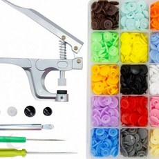 스냅단추 설치기구 세트 똑딱이 펀치 수공예 재봉 의류수선 홈메이드 핸드메이드 도구, 티단추기구-단추세트, 1개