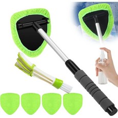 사커 텔레스코픽 마이크로파이버 유리 자동차 디포스터 브러시 전문가용 스위블 헤드 창문 세척기 그린, Green