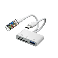 지지대 마우스 및 키보드 U 디스크 컨버터 다기능 OTG 고속 전송 2 와이어 3 in 1, 01 하얀색