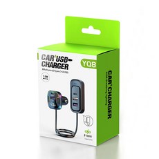 YQ8 車用充電器 5孔100W 1.5米延長線 Type-C+USB充電, 黑色