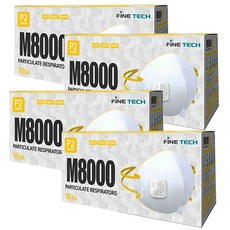 파인텍1급 안면부여과 방진마스크 M8000 (10개입) 분진 미스트, 화이트, 4개