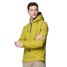 LAITIMIA 남성용 방풍 방수 후드 재킷 라지 프론트 포켓 조절 가능한 후드 아웃도어 윈드브레이커 릴렉스 핏 형광 옐로우 M, M