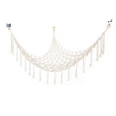 玩具收納吊床網兜 手工編織掛牆三角網 兒童房娃娃收納角落壁掛網兜, 白色,細繩簡單款100*100*150