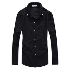 LARGE STORE 【出清】經典素面修身剪裁長袖襯衫 素面襯衫 工作襯衫 男生上衣(27707)