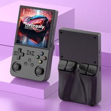 K36max 掌上遊戲機 4英吋720P高清螢幕 復古掌機 陞級版 便攜式遊戲機, 黑色(收納包+熒幕保護膜),64G（內置15000+遊戲）