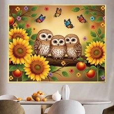 보석십자수 캔버스형 부엉이 diy 50 x 40 cm, 1세트, CH054