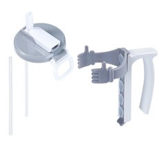 易拉罐吸管蓋 新品 帶防溢式杯蓋吸管易拉罐支架 易拉罐封口蓋 硅膠吸管罐蓋, 灰白—易拉罐支架+杯蓋, 1個