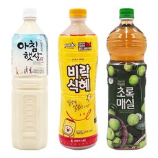 [한번에먹자쇼핑몰] 과즙음료 1.5L 3종 혼합세트 ( 웅진 아침햇살 팔도 비락식혜 웅진 초록매실 ), 3개