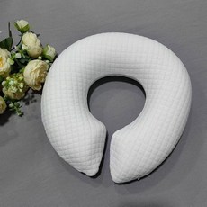 美容院專用記憶棉趴枕，U型臉枕胸枕，按摩SPA床頭洞墊枕，舒適透氣, 小方格白色, 1個