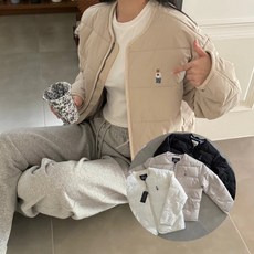 WHO A U 刺綉小熊棉衣 圓領冬季保暖外套 男女同款鋪棉防風