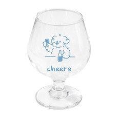 小狗高腳玻璃杯350ml】高腳杯 紅酒杯 香檳杯 氣泡酒杯 調酒杯 雞尾酒杯 甜點杯 派對杯 玻璃杯酒杯, 1個, 小狗高腳玻璃杯 - 冰海藍