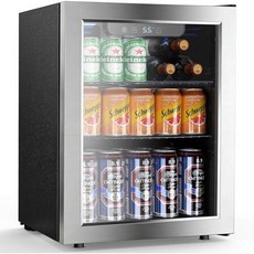 일렉택틱 24캔 음료 냉장고 쿨러 탄산음료용 미니 조리대 캔 맥주 홈 기숙사 사무실용 디지털 온도 조절기 블랙, Silver, 1.7 cu.ft