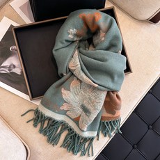 高品質羊絨手感雙面圍巾 秋冬優雅風加厚保暖長款圍脖披肩