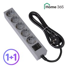 1+1 홈365 국산 과부하차단 5구 멀티탭 0.7m 1.5m 3m 5m / 16A 멀티콘센트, 과부하차단 5구 그레이, 2개